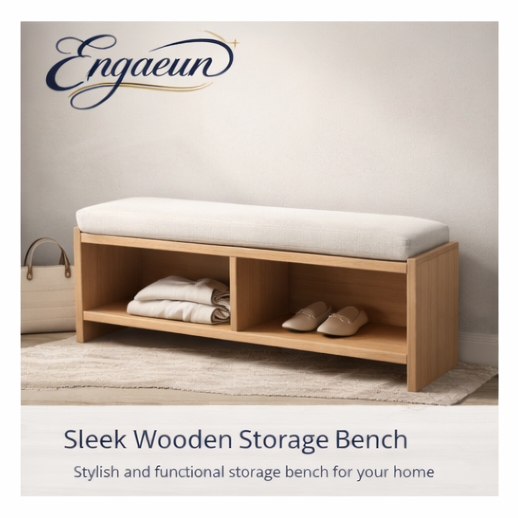 Enqaeunโข Sleek Wooden Storage Bench