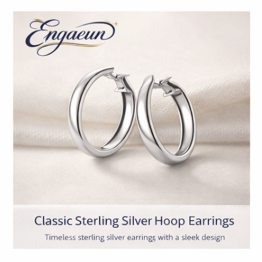 Enqaeun™ Classic Sterling Silver Hoop Earrings