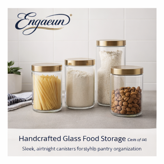 Enqaeun™ Handcrafted Glass Food Storage Canisters (Set of 4)