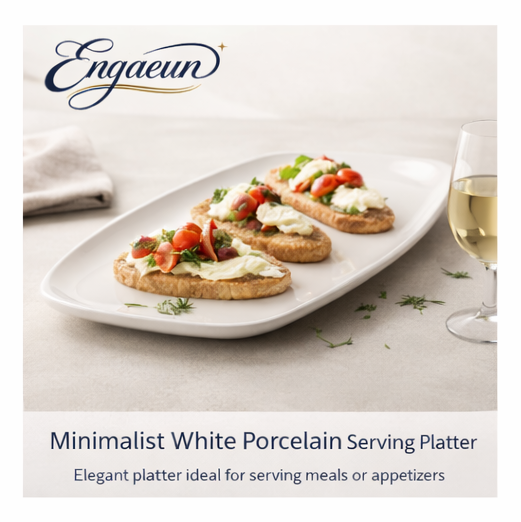 Enqaeun™ Minimalist White Porcelain Serving Platter
